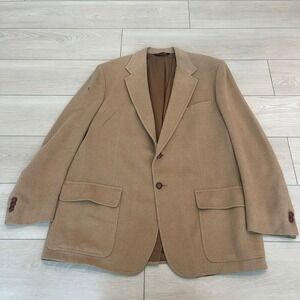 John Weitz Palm Beach Mens 100% Camel Hair Blazer Sport Coat Tan 41R USA Vintage